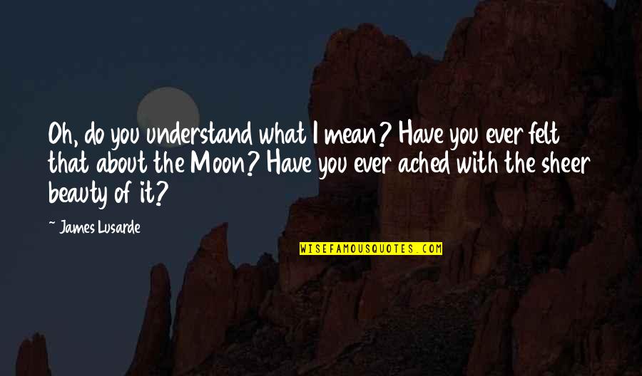 Moon's Beauty Quotes By James Lusarde: Oh, do you understand what I mean? Have