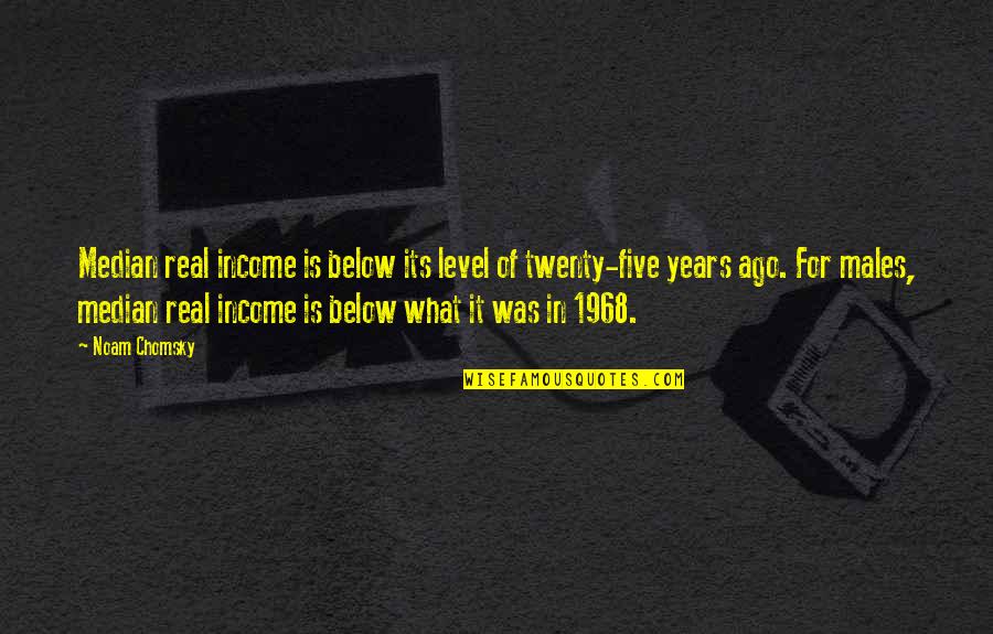 Moonstruck Old Man Quotes By Noam Chomsky: Median real income is below its level of Moonstruck Old Man Quotes By Noam Chomsky: Median real income is below its level of