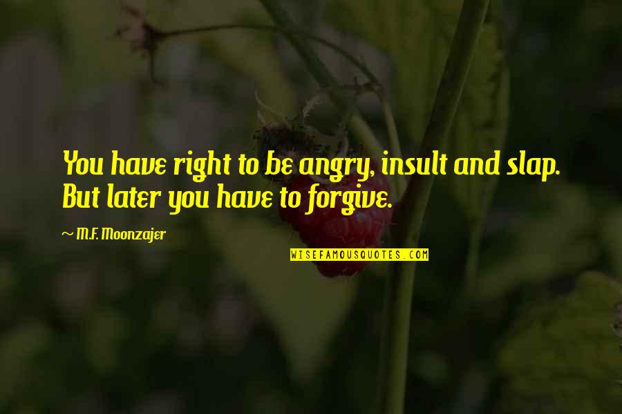 Moonzajer Quotes By M.F. Moonzajer: You have right to be angry, insult and