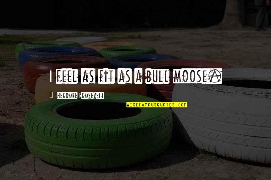 Moose's Quotes By Theodore Roosevelt: I feel as fit as a bull moose. Moose's Quotes By Theodore Roosevelt: I feel as fit as a bull moose.