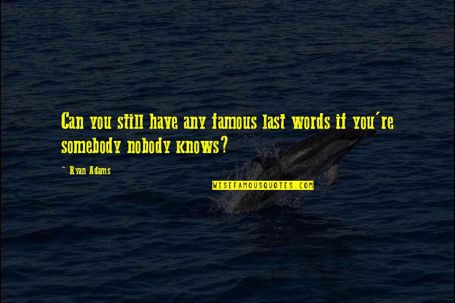 Mooshesocks Quotes By Ryan Adams: Can you still have any famous last words