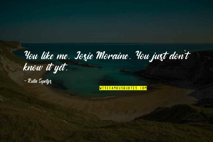 Moraine Quotes By Ruta Sepetys: You like me, Josie Moraine. You just don't