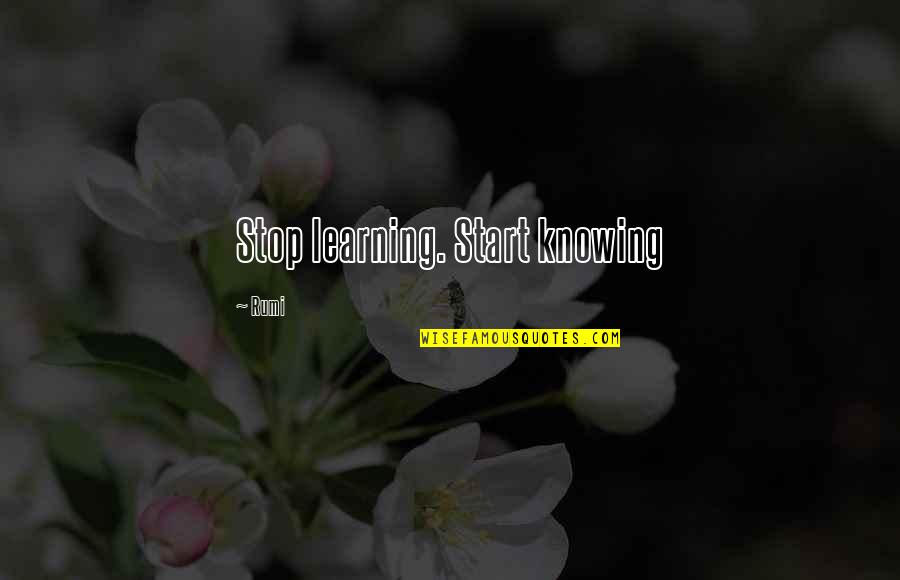 Morake Samuel Quotes By Rumi: Stop learning. Start knowing Morake Samuel Quotes By Rumi: Stop learning. Start knowing