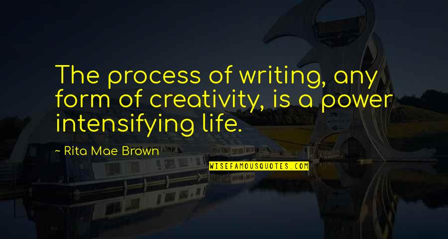 Moral Blackmail Quotes By Rita Mae Brown: The process of writing, any form of creativity,