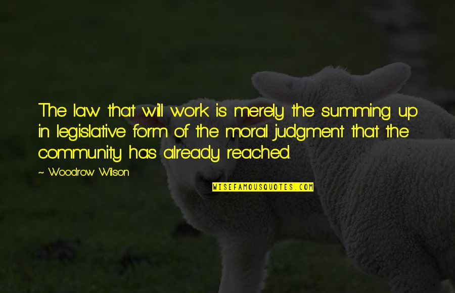 Moral Law Quotes By Woodrow Wilson: The law that will work is merely the Moral Law Quotes By Woodrow Wilson: The law that will work is merely the