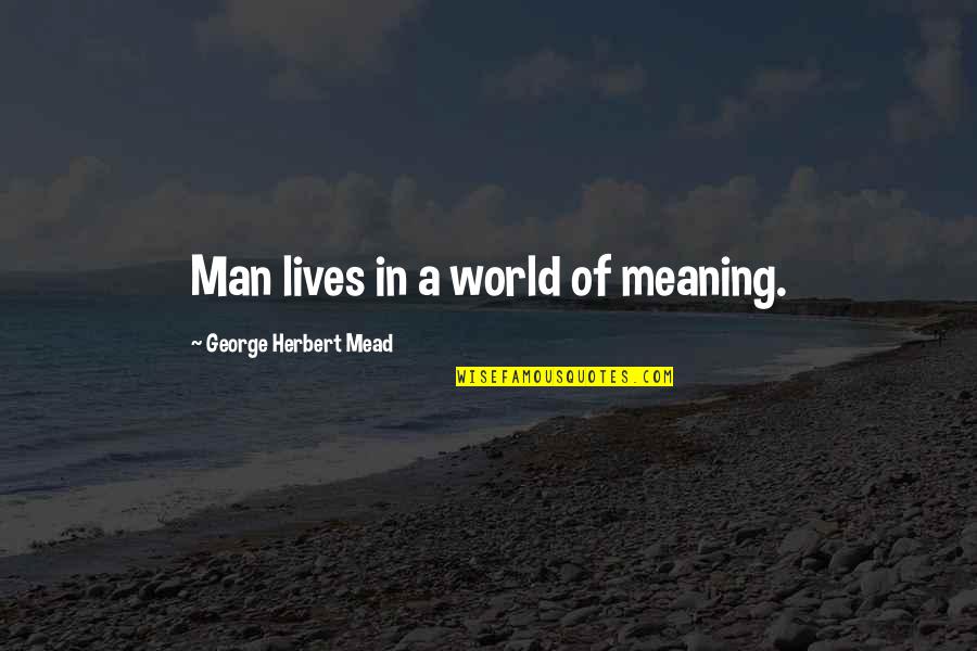 Moral Support Quotes By George Herbert Mead: Man lives in a world of meaning. Moral Support Quotes By George Herbert Mead: Man lives in a world of meaning.