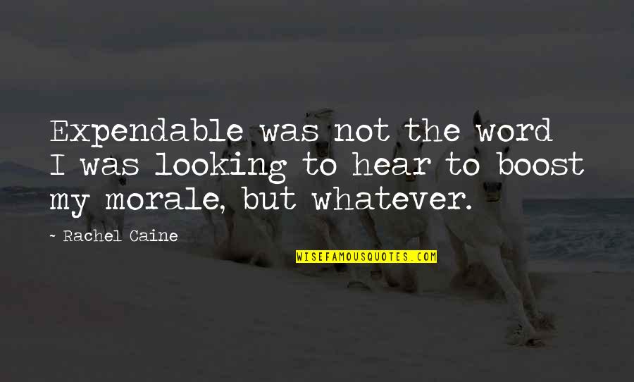 Morale Boost Up Quotes By Rachel Caine: Expendable was not the word I was looking