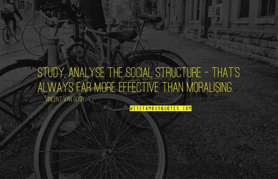 Moralising Quotes By Vincent Van Gogh: Study, analyse the social structure - that's always