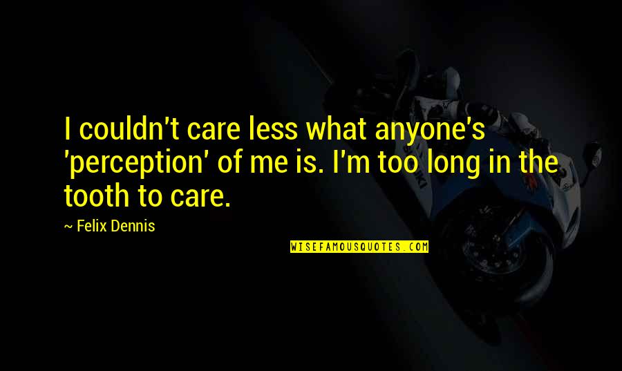 Morality In Brave New World Quotes By Felix Dennis: I couldn't care less what anyone's 'perception' of Morality In Brave New World Quotes By Felix Dennis: I couldn't care less what anyone's 'perception' of