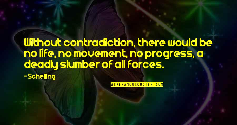 Moravanka Quotes By Schelling: Without contradiction, there would be no life, no Moravanka Quotes By Schelling: Without contradiction, there would be no life, no