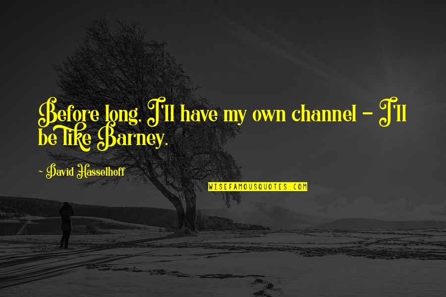 Moravian Cloth Quotes By David Hasselhoff: Before long, I'll have my own channel - Moravian Cloth Quotes By David Hasselhoff: Before long, I'll have my own channel -
