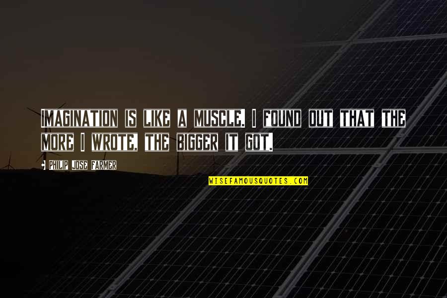 More Bigger Quotes By Philip Jose Farmer: Imagination is like a muscle. I found out