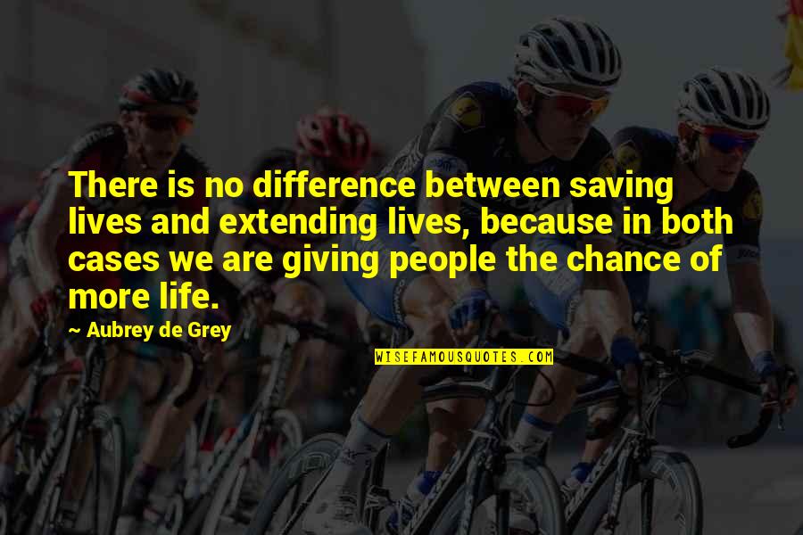 More Chance Quotes By Aubrey De Grey: There is no difference between saving lives and