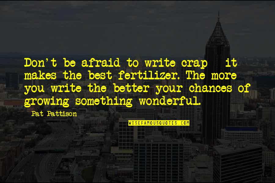 More Chance Quotes By Pat Pattison: Don't be afraid to write crap - it