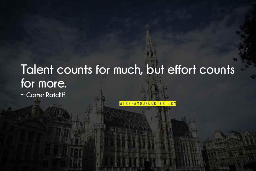 More Effort Quotes By Carter Ratcliff: Talent counts for much, but effort counts for More Effort Quotes By Carter Ratcliff: Talent counts for much, but effort counts for