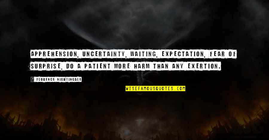 More Expectation Quotes By Florence Nightingale: Apprehension, uncertainty, waiting, expectation, fear of surprise, do