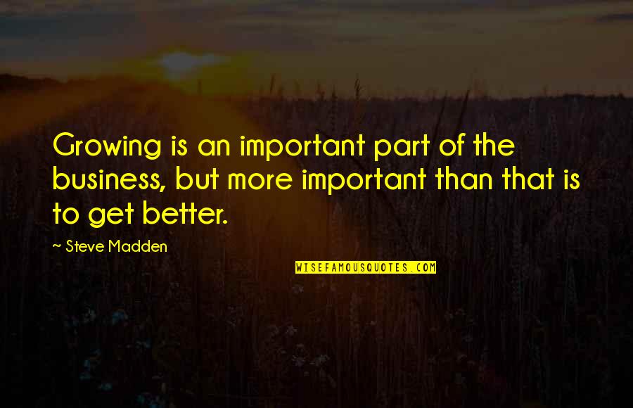 More Is Better Quotes By Steve Madden: Growing is an important part of the business,