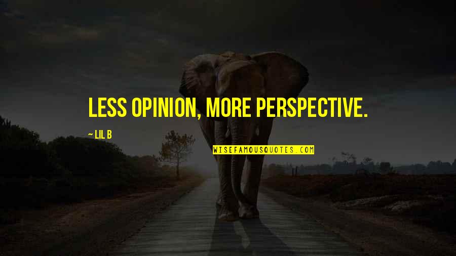 More Less Quotes By Lil B: Less opinion, more perspective.