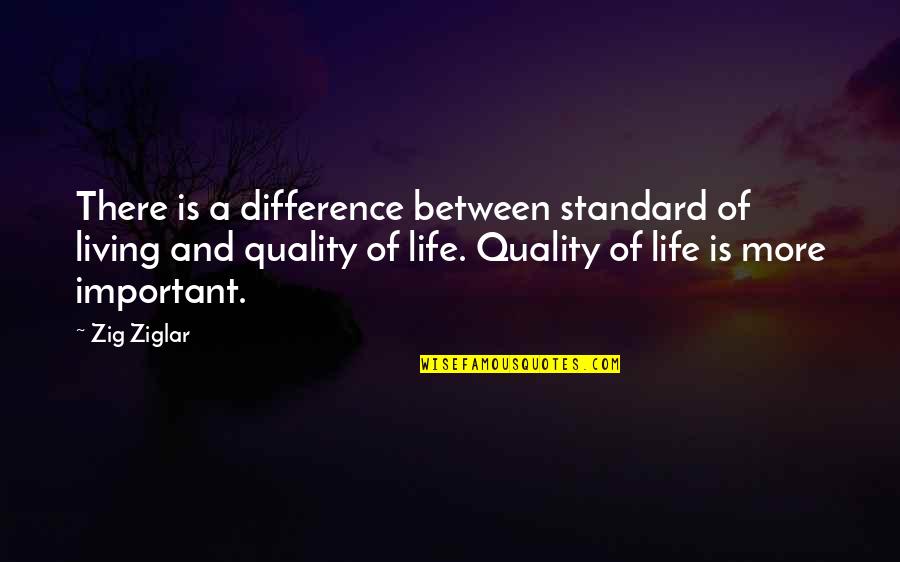 More Life Quotes By Zig Ziglar: There is a difference between standard of living