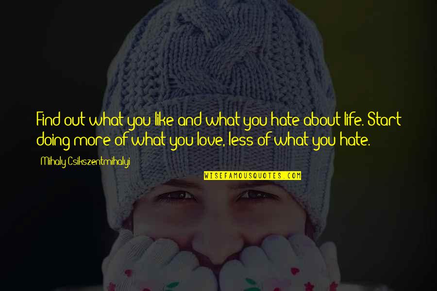 More Out Of Life Quotes By Mihaly Csikszentmihalyi: Find out what you like and what you More Out Of Life Quotes By Mihaly Csikszentmihalyi: Find out what you like and what you