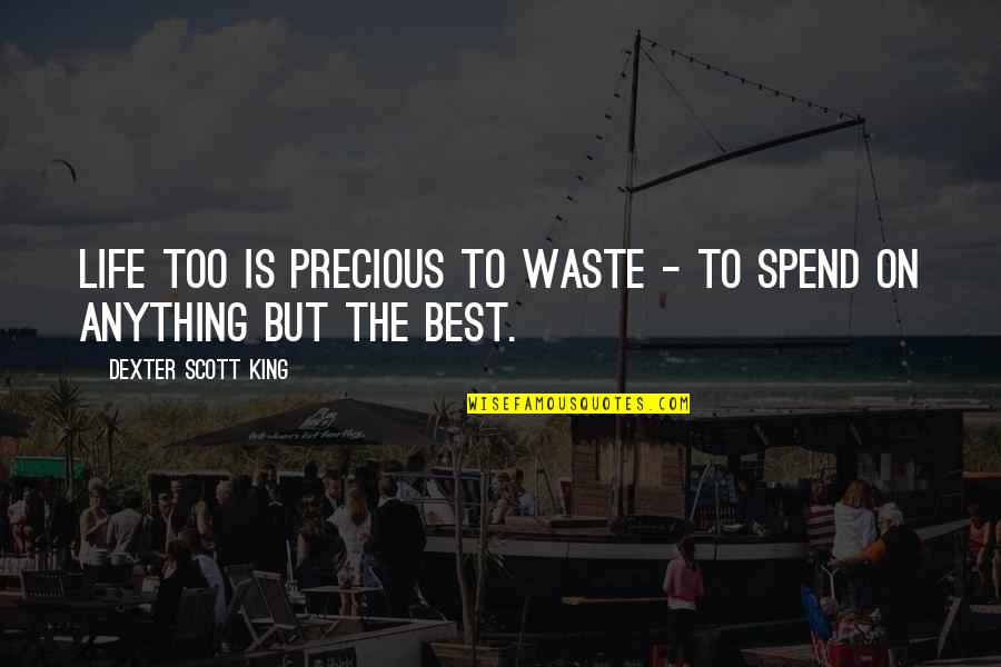 More Than Friends Brothers Quotes By Dexter Scott King: Life too is precious to waste - to More Than Friends Brothers Quotes By Dexter Scott King: Life too is precious to waste - to