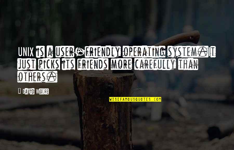 More Than Friends Quotes By David Wolfe: UNIX is a user-friendly operating system.It just picks More Than Friends Quotes By David Wolfe: UNIX is a user-friendly operating system.It just picks