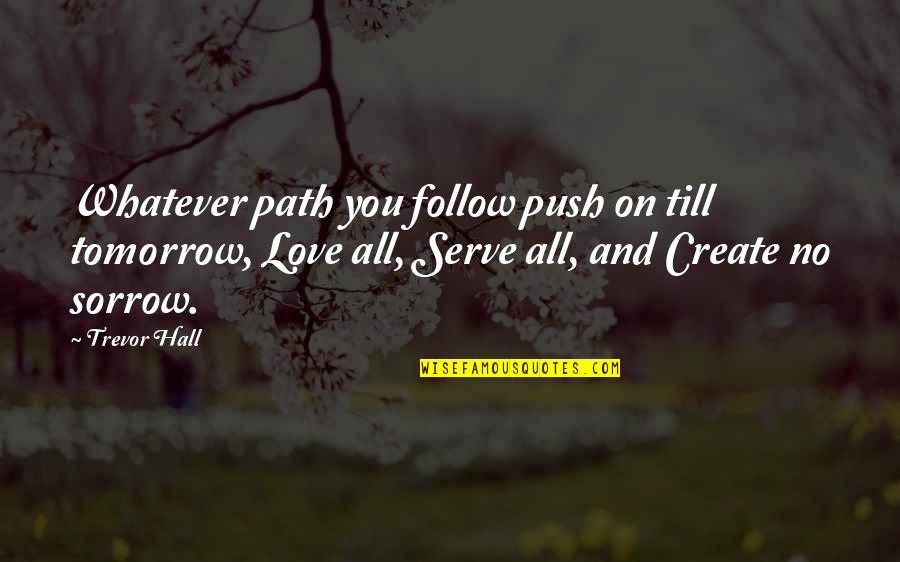 More Than Love Trevor Quotes By Trevor Hall: Whatever path you follow push on till tomorrow, More Than Love Trevor Quotes By Trevor Hall: Whatever path you follow push on till tomorrow,