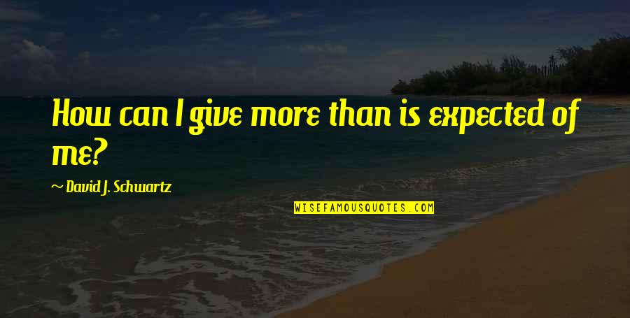 More Than Me Quotes By David J. Schwartz: How can I give more than is expected More Than Me Quotes By David J. Schwartz: How can I give more than is expected