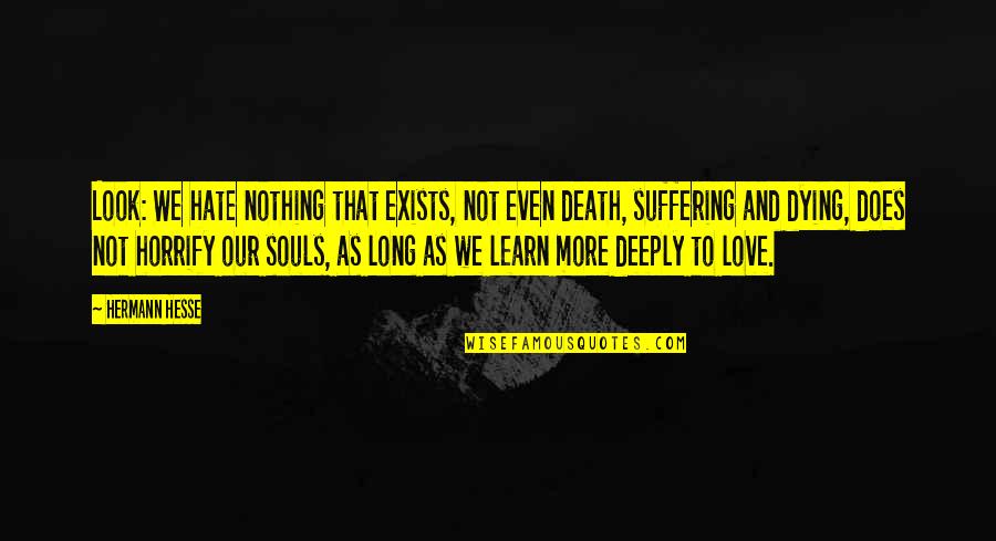 More We Learn Quotes By Hermann Hesse: Look: We hate nothing that exists, not even More We Learn Quotes By Hermann Hesse: Look: We hate nothing that exists, not even