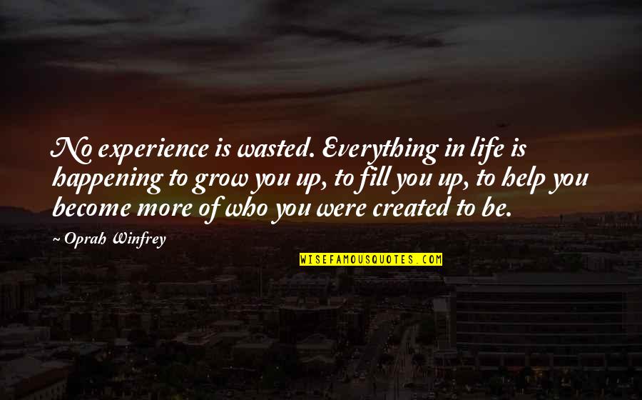 More You Grow Quotes By Oprah Winfrey: No experience is wasted. Everything in life is