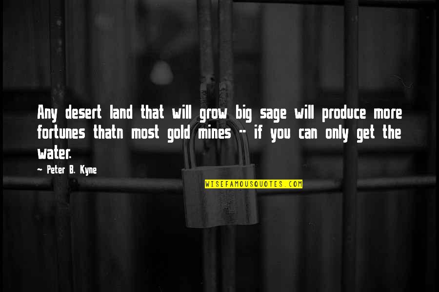More You Grow Quotes By Peter B. Kyne: Any desert land that will grow big sage