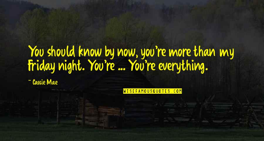 More You Know Quotes By Cassie Mae: You should know by now, you're more than