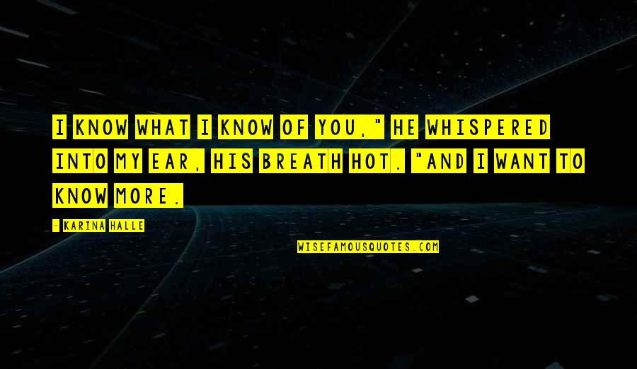 More You Know Quotes By Karina Halle: I know what I know of you," he