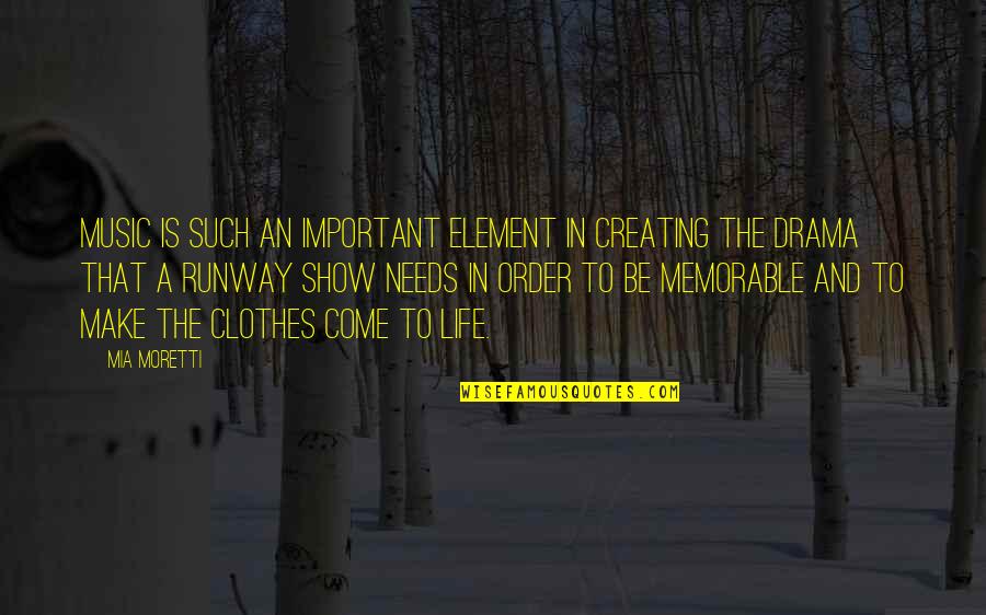 Moretti's Quotes By Mia Moretti: Music is such an important element in creating Moretti's Quotes By Mia Moretti: Music is such an important element in creating
