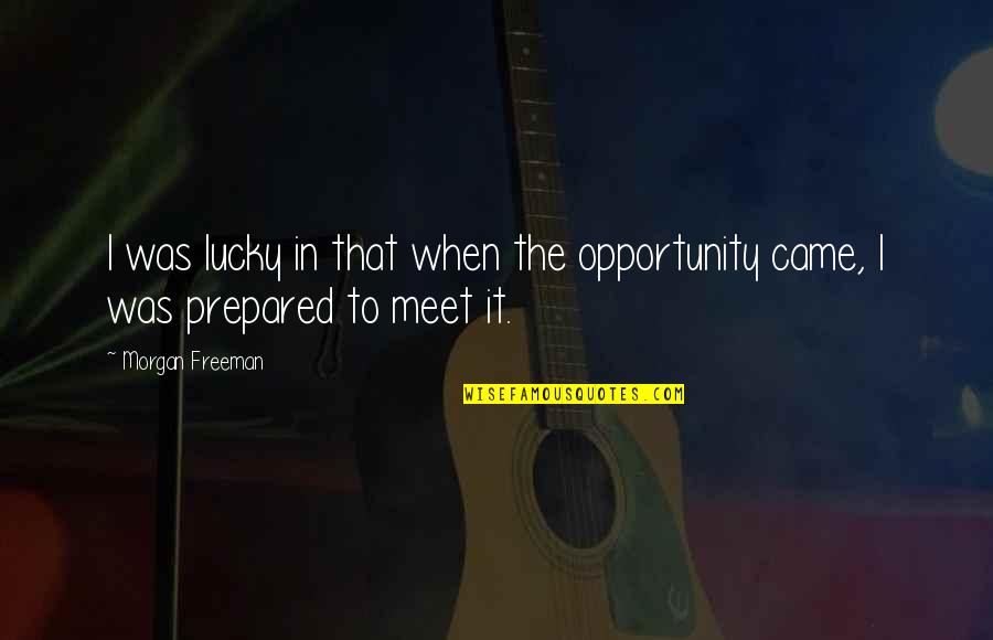 Morgan Freeman Quotes By Morgan Freeman: I was lucky in that when the opportunity