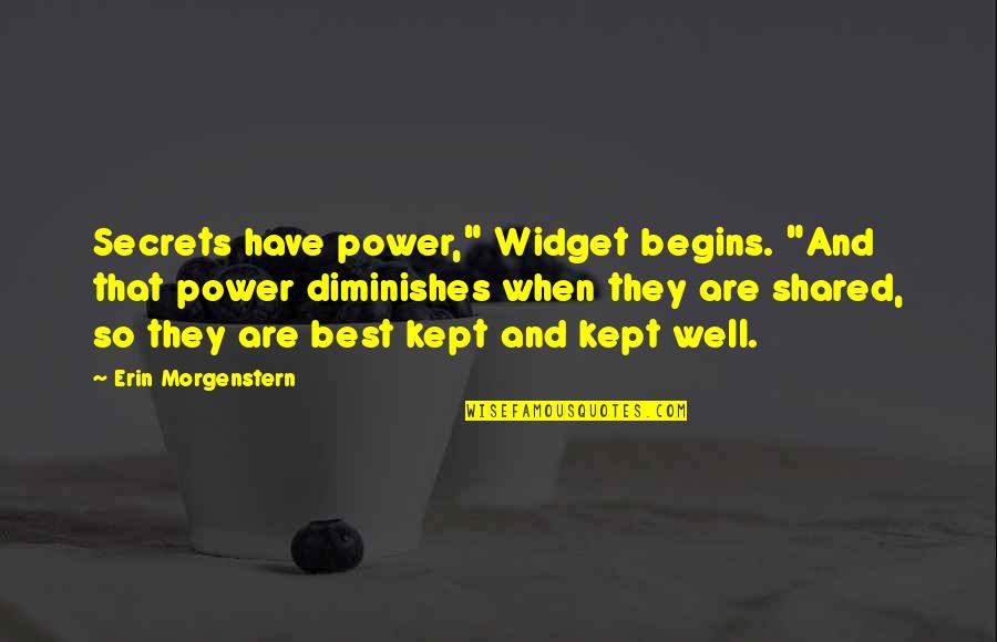 Morgenstern's Quotes By Erin Morgenstern: Secrets have power," Widget begins. "And that power