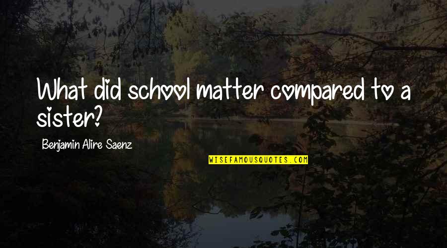 Morian Quotes By Benjamin Alire Saenz: What did school matter compared to a sister?