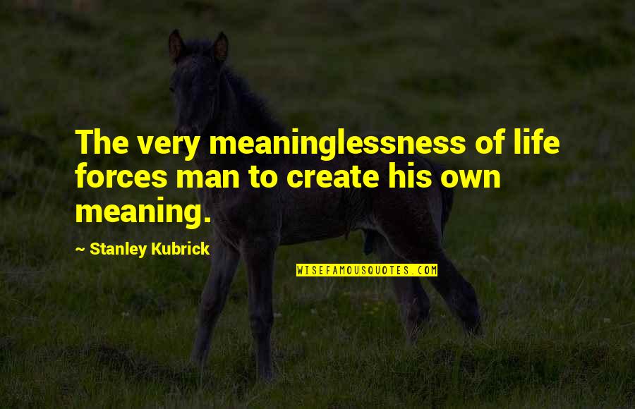 Moriens Latin Quotes By Stanley Kubrick: The very meaninglessness of life forces man to