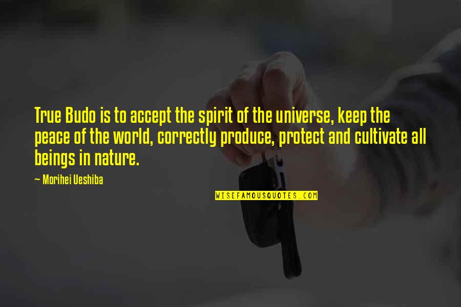 Morihei Ueshiba Quotes By Morihei Ueshiba: True Budo is to accept the spirit of