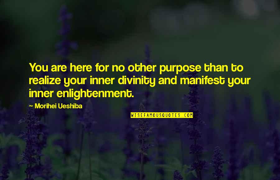 Morihei Ueshiba Quotes By Morihei Ueshiba: You are here for no other purpose than