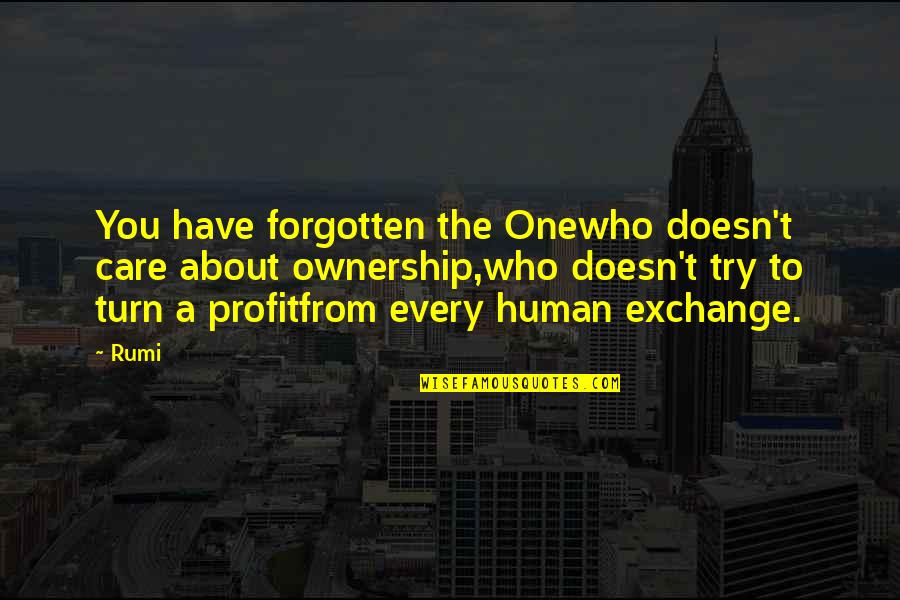 Morini Miami Quotes By Rumi: You have forgotten the Onewho doesn't care about