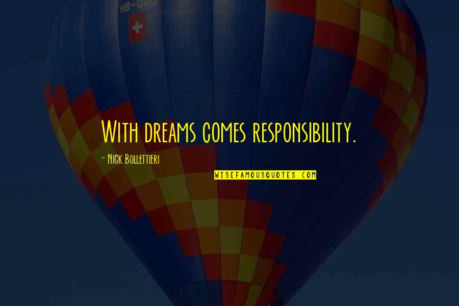 Mormons Quotes By Nick Bollettieri: With dreams comes responsibility.
