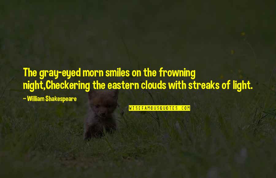 Morn Quotes By William Shakespeare: The gray-eyed morn smiles on the frowning night,Checkering