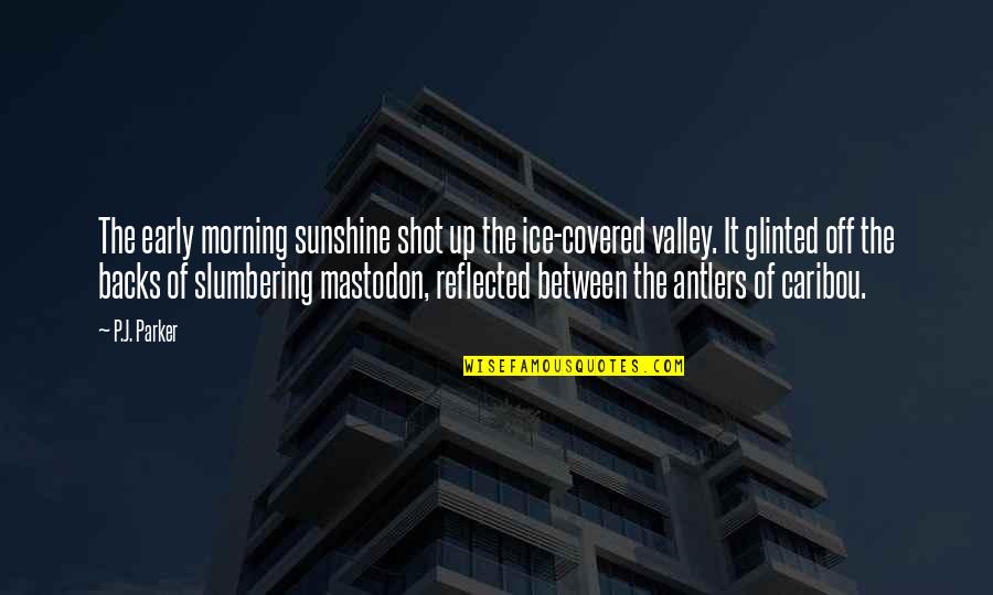 Morning And Sunshine Quotes By P.J. Parker: The early morning sunshine shot up the ice-covered Morning And Sunshine Quotes By P.J. Parker: The early morning sunshine shot up the ice-covered
