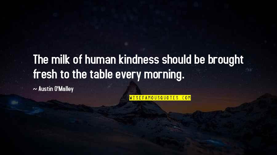 Morning Fresh Quotes By Austin O'Malley: The milk of human kindness should be brought