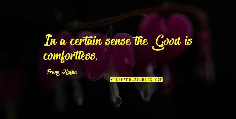 Morning Mantra Quotes By Franz Kafka: In a certain sense the Good is comfortless.