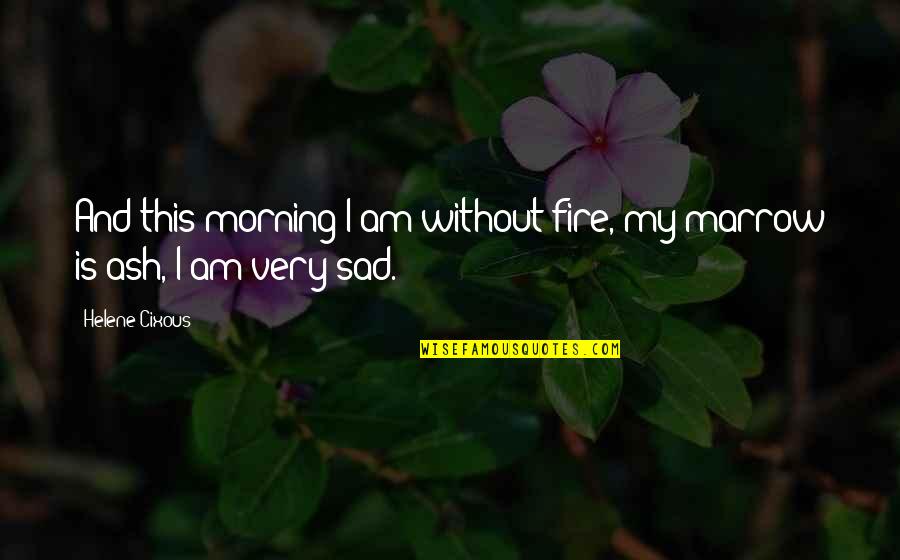 Morning Sad Quotes By Helene Cixous: And this morning I am without fire, my