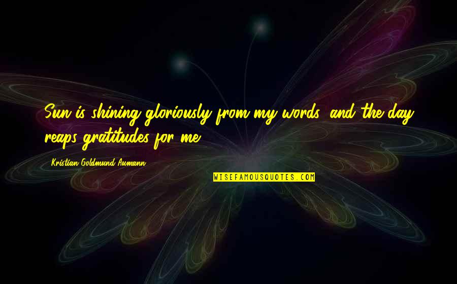 Morning Sun Quotes By Kristian Goldmund Aumann: Sun is shining gloriously from my words; and