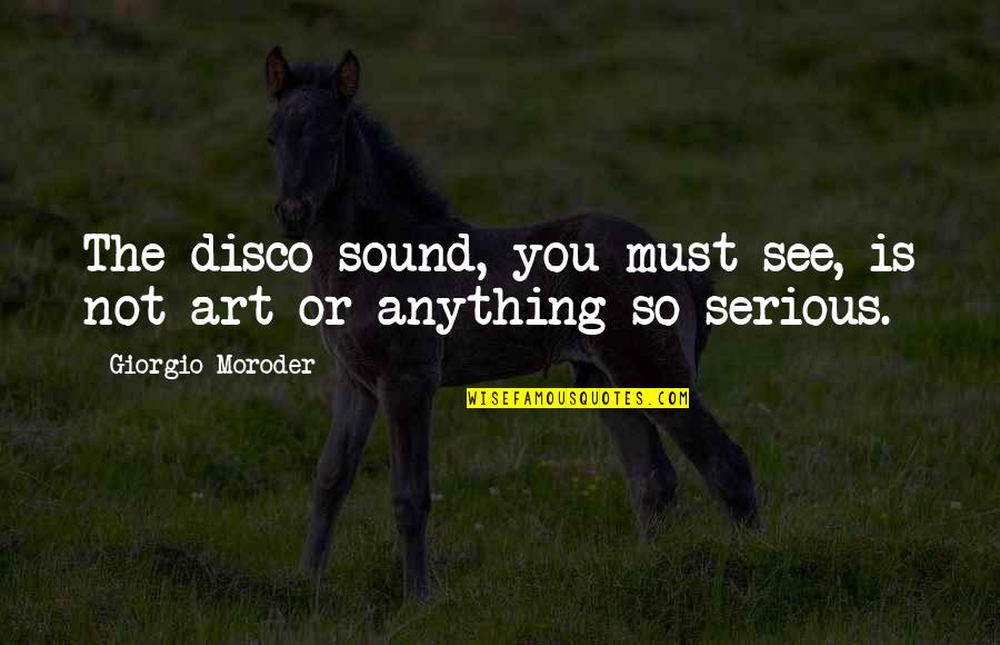 Moroder Quotes By Giorgio Moroder: The disco sound, you must see, is not