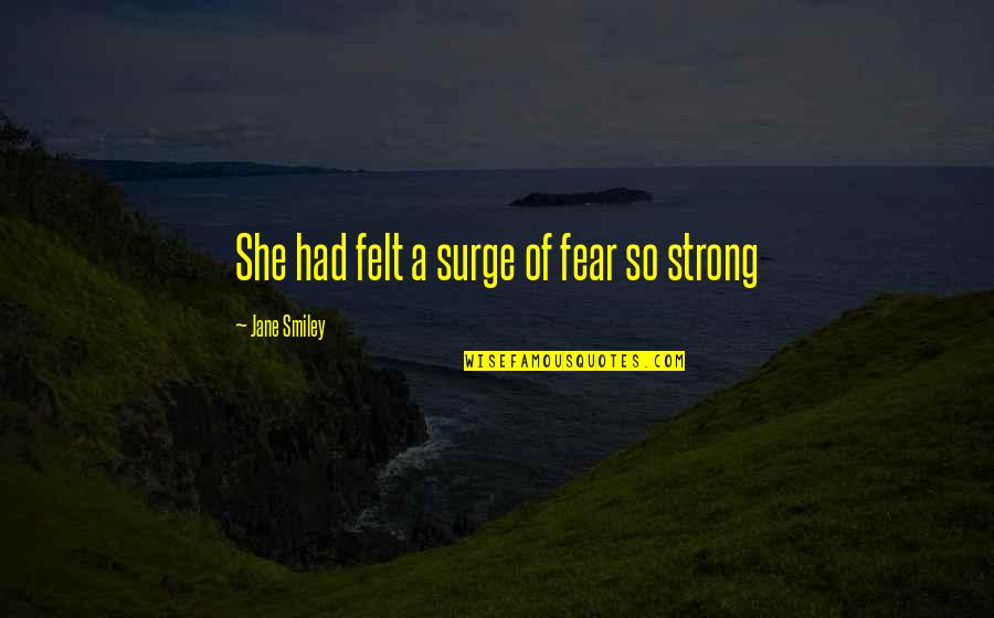 Morohoshi Daijirou Quotes By Jane Smiley: She had felt a surge of fear so